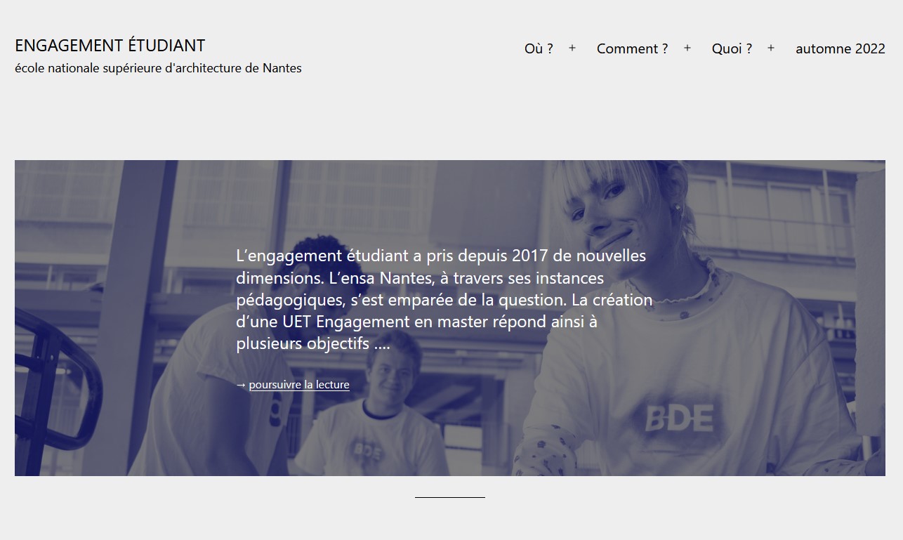 capture écran du site web dédié à l'engagement étudiant